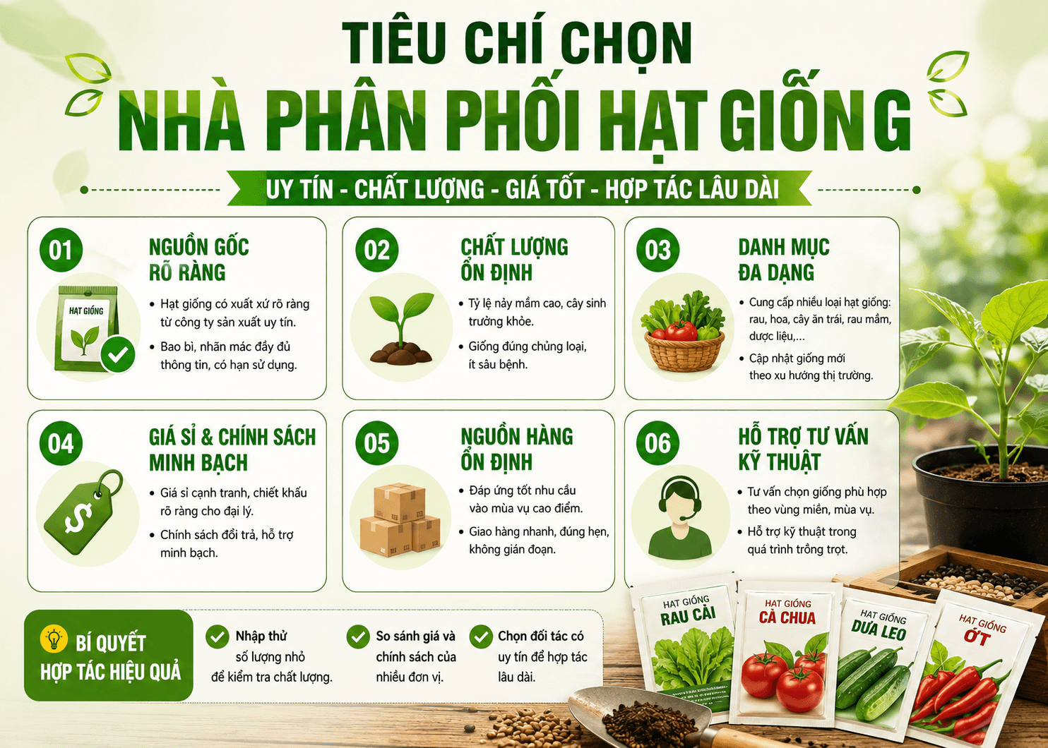 Tiêu chí đánh giá một nhà phân phối hạt giống uy tín